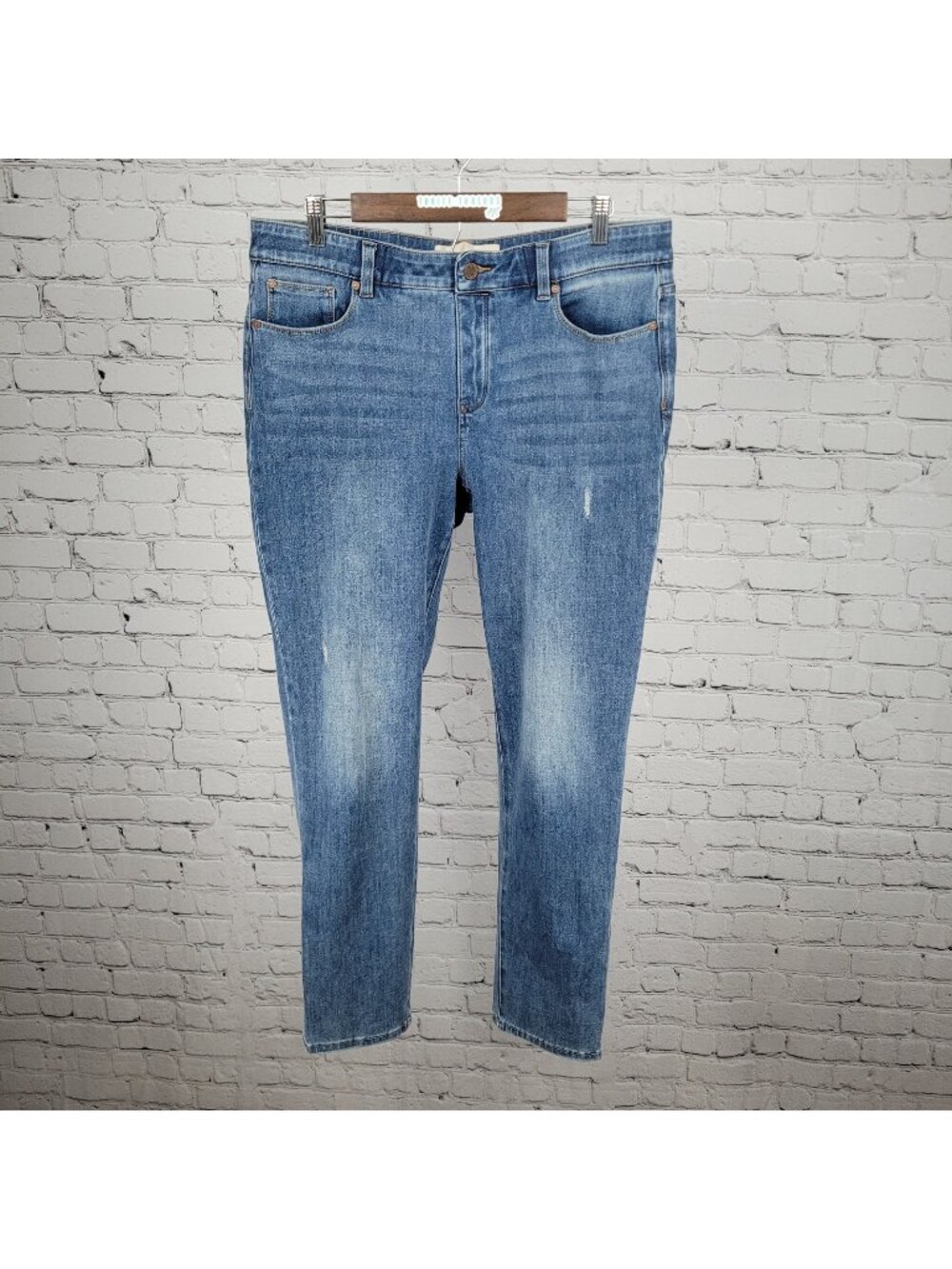 Soft Surroundings Blue Distressed High Rise Stretch Jeans Large L (35x30)